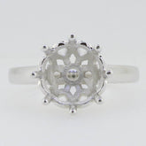 14K White Gold Semi Mount Ring Setting Round RD 11X11mm - Syzjewelry